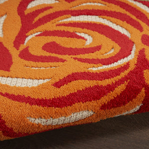 HomeRoots 8' Elegant Floral Area Rug in Ivory, Blue, and Orange - Durable Non-Skid Design for Indoor & Outdoor 8' Round Round 527632