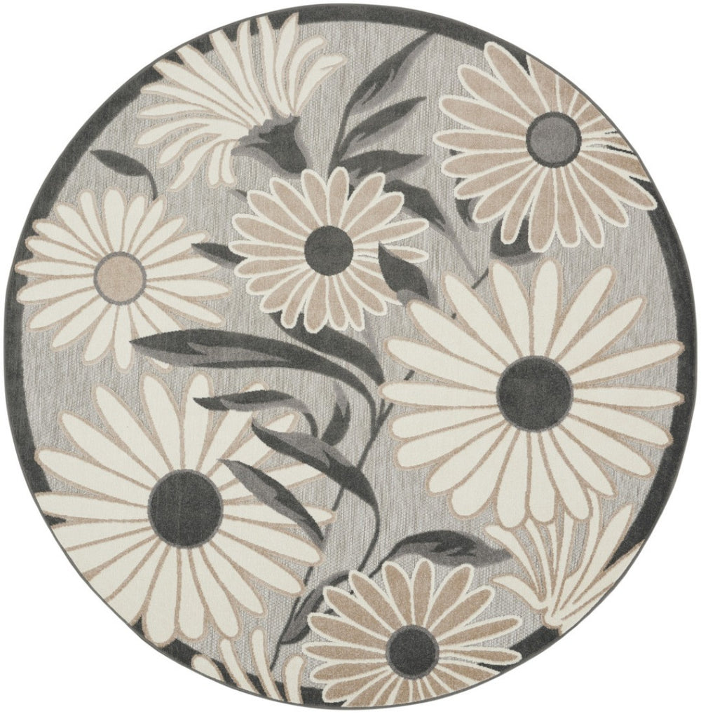 HomeRoots 8' Beige Floral Indoor Outdoor Area Rug - Elegant Design, Stain-Resistant, Perfect for Any Space 8' Round Round 527637