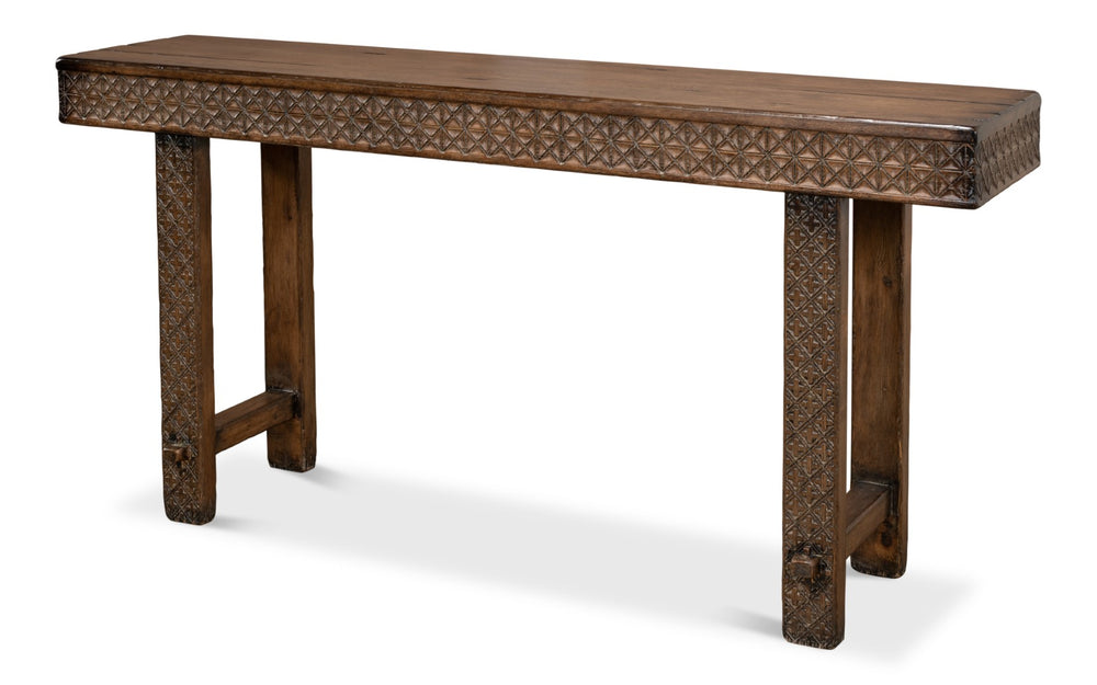 Sarreid Honeycomb Console Table - Stylish Pine Design For Modern Living Rooms And Entryways, Unique Accent Piece Brown  52764