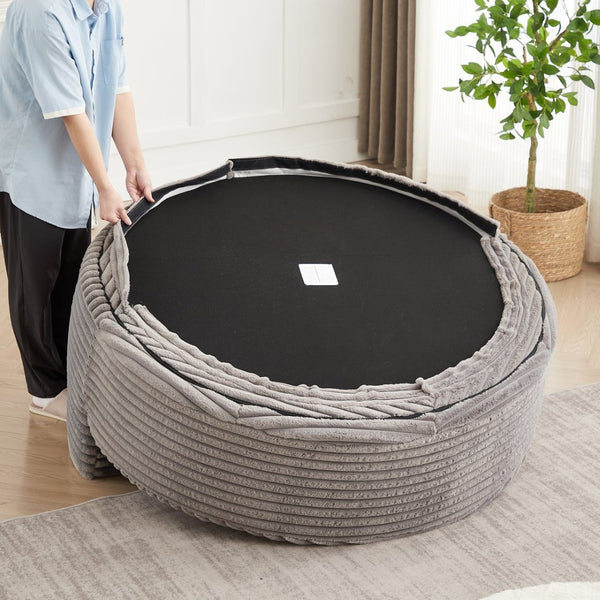 English Elm 55'l Chenille Round Sleeper Chair Fluffy Sculptural Seat for Living Room or Bedroom Grey W834P401583
