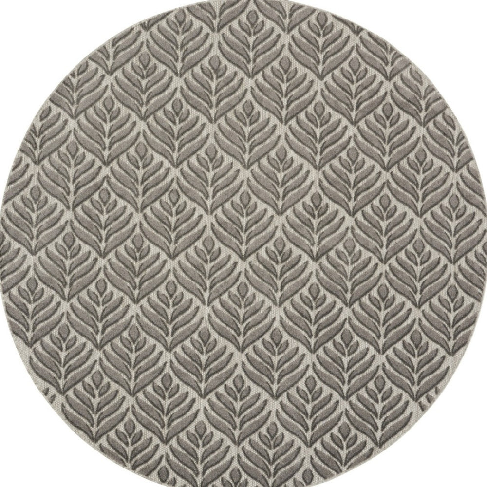 HomeRoots 8' Charcoal Floral Non-Skid Area Rug - Durable, Stylish, Easy-Clean Design for Indoor & Outdoor Use 8' Round Round 527643