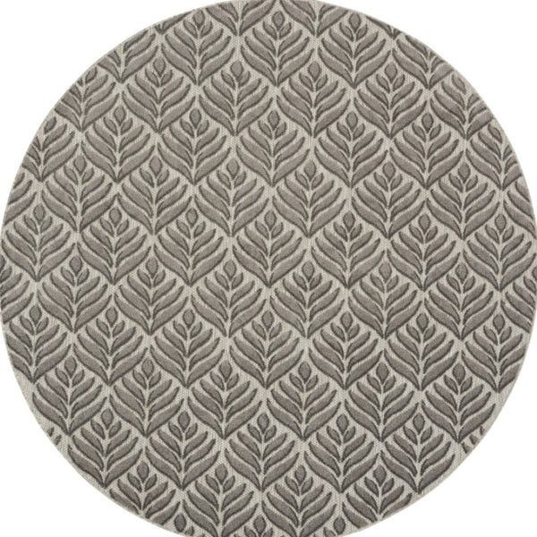HomeRoots 8' Charcoal Floral Non-Skid Area Rug - Durable, Stylish, Easy-Clean Design for Indoor & Outdoor Use 8' Round Round 527643