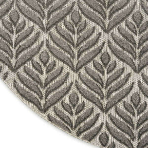 HomeRoots 8' Charcoal Floral Non-Skid Area Rug - Durable, Stylish, Easy-Clean Design for Indoor & Outdoor Use 8' Round Round 527643