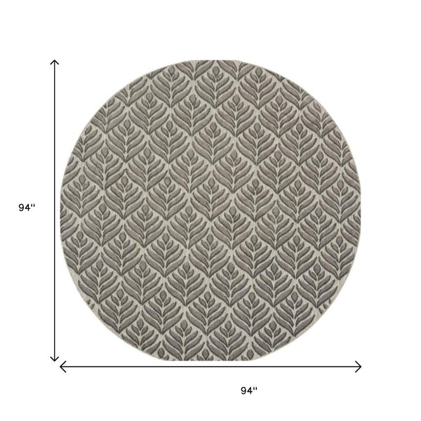 HomeRoots 8' Charcoal Floral Non-Skid Area Rug - Durable, Stylish, Easy-Clean Design for Indoor & Outdoor Use 8' Round Round 527643