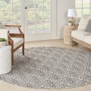 HomeRoots 8' Charcoal Floral Non-Skid Area Rug - Durable, Stylish, Easy-Clean Design for Indoor & Outdoor Use 8' Round Round 527643