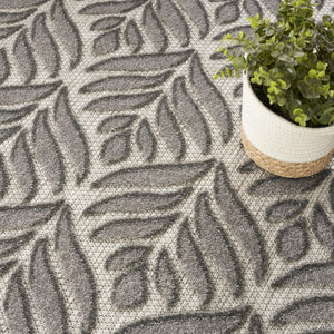 HomeRoots 8' Charcoal Floral Non-Skid Area Rug - Durable, Stylish, Easy-Clean Design for Indoor & Outdoor Use 8' Round Round 527643