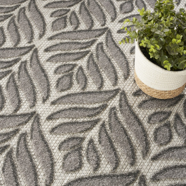 HomeRoots 8' Charcoal Floral Non-Skid Area Rug - Durable, Stylish, Easy-Clean Design for Indoor & Outdoor Use 8' Round Round 527643