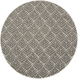 HomeRoots 8' Charcoal Floral Non-Skid Area Rug - Durable, Stylish, Easy-Clean Design for Indoor & Outdoor Use 8' Round Round 527643