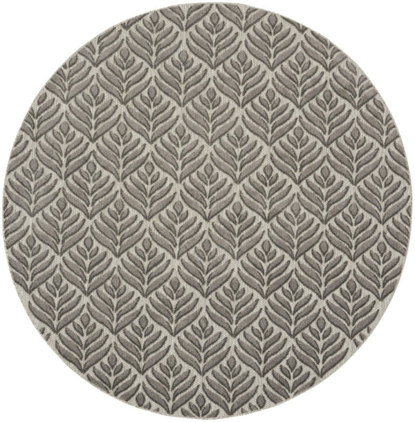 HomeRoots 8' Charcoal Floral Non-Skid Area Rug - Durable, Stylish, Easy-Clean Design for Indoor & Outdoor Use 8' Round Round 527643