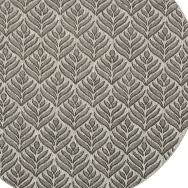 HomeRoots 8' Charcoal Floral Non-Skid Area Rug - Durable, Stylish, Easy-Clean Design for Indoor & Outdoor Use 8' Round Round 527643