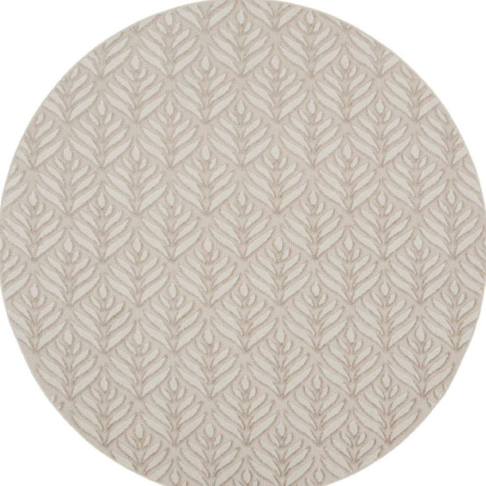 HomeRoots 8' Floral Indoor Outdoor Area Rug - Stylish Gray and Ivory Design for Patios, Kitchens, and More 8' Round Round 527646