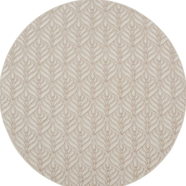 HomeRoots 8' Floral Indoor Outdoor Area Rug - Stylish Gray and Ivory Design for Patios, Kitchens, and More 8' Round Round 527646