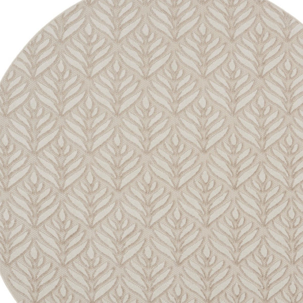 HomeRoots 8' Floral Indoor Outdoor Area Rug - Stylish Gray and Ivory Design for Patios, Kitchens, and More 8' Round Round 527646