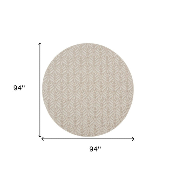 HomeRoots 8' Floral Indoor Outdoor Area Rug - Stylish Gray and Ivory Design for Patios, Kitchens, and More 8' Round Round 527646