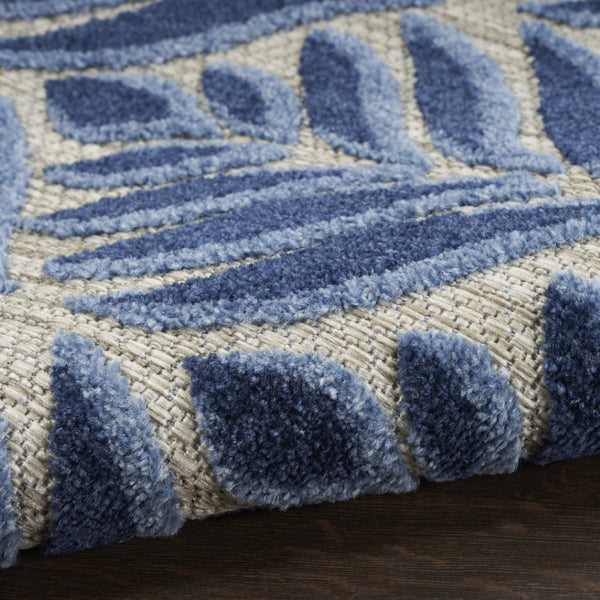 HomeRoots 8' Blue Floral Non-Skid Area Rug for Indoor & Outdoor Spaces - Durable, Stylish, Easy Maintenance 8' Round Round 527647