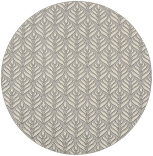 HomeRoots 8' Gray Floral Area Rug - Durable Non-Skid Design for Indoor & Outdoor Elegance, Easy Care & Versatile Use 8' Round Round 527649