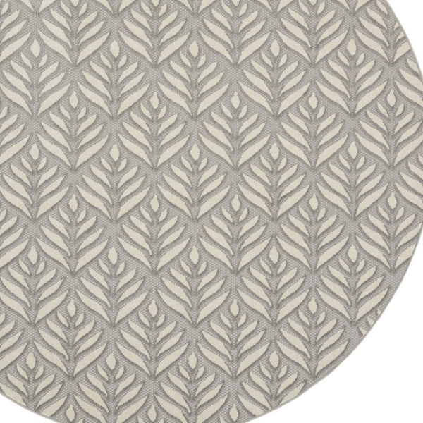 HomeRoots 8' Gray Floral Area Rug - Durable Non-Skid Design for Indoor & Outdoor Elegance, Easy Care & Versatile Use 8' Round Round 527649