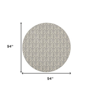 HomeRoots 8' Gray Floral Area Rug - Durable Non-Skid Design for Indoor & Outdoor Elegance, Easy Care & Versatile Use 8' Round Round 527649