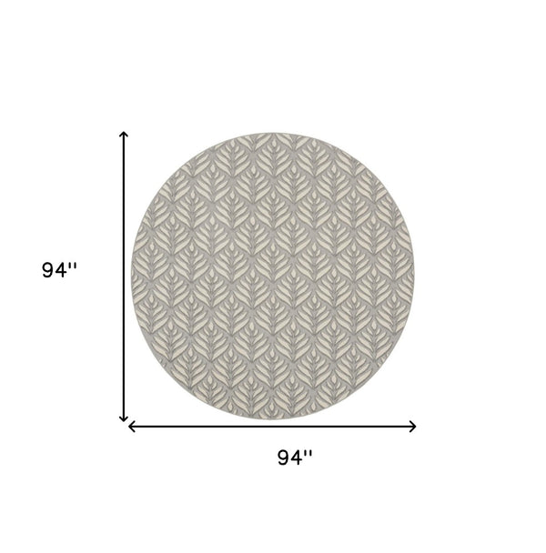 HomeRoots 8' Gray Floral Area Rug - Durable Non-Skid Design for Indoor & Outdoor Elegance, Easy Care & Versatile Use 8' Round Round 527649