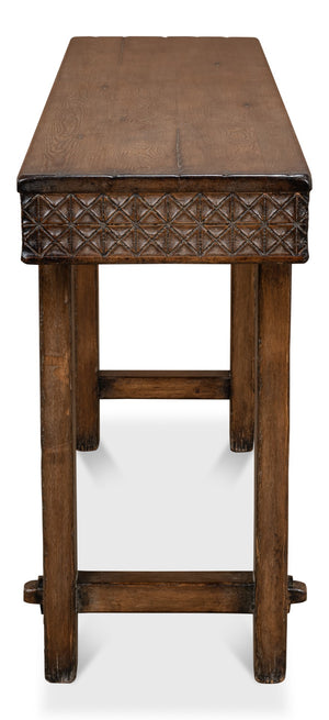 Sarreid Honeycomb Console Table - Stylish Pine Design For Modern Living Rooms And Entryways, Unique Accent Piece Brown  52764
