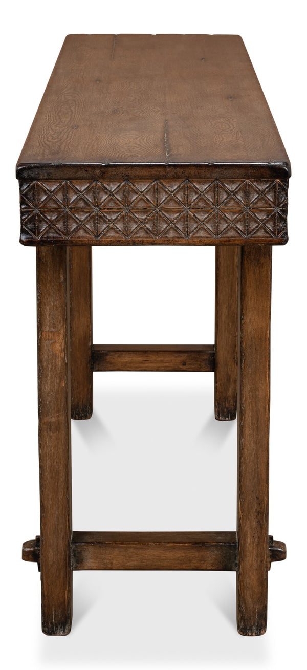 Sarreid Honeycomb Console Table - Stylish Pine Design For Modern Living Rooms And Entryways, Unique Accent Piece Brown  52764