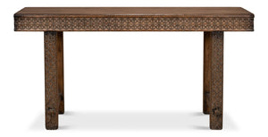 Sarreid Honeycomb Console Table - Stylish Pine Design For Modern Living Rooms And Entryways, Unique Accent Piece Brown  52764