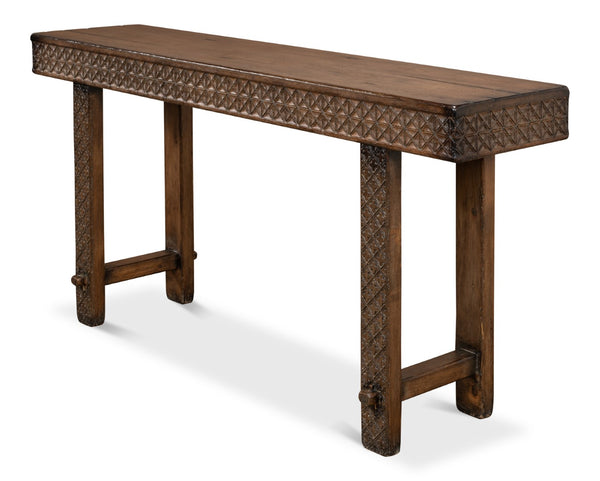 Sarreid Honeycomb Console Table - Stylish Pine Design For Modern Living Rooms And Entryways, Unique Accent Piece Brown  52764