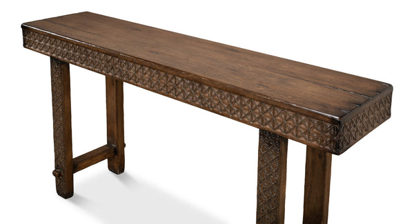 Sarreid Honeycomb Console Table - Stylish Pine Design For Modern Living Rooms And Entryways, Unique Accent Piece Brown  52764