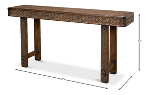 Sarreid Honeycomb Console Table - Stylish Pine Design For Modern Living Rooms And Entryways, Unique Accent Piece Brown  52764