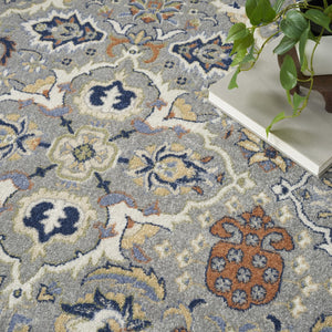 HomeRoots 5' Green and Ivory Floral Power Loom Area Rug – Timeless Charm for High-Traffic Living Spaces 5' X 7' 527651