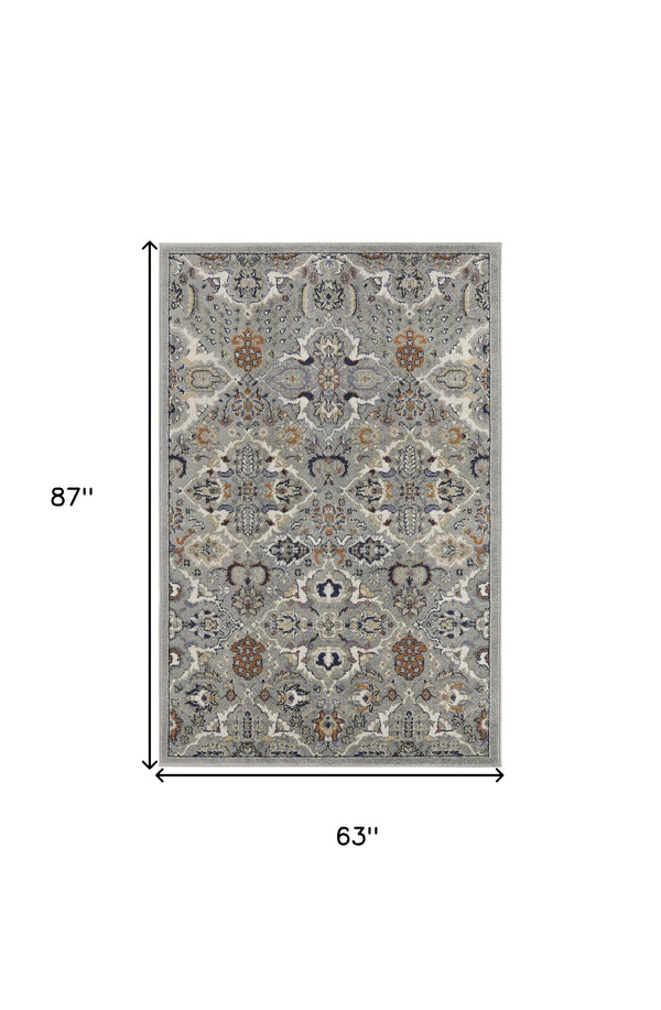 Homeroots 5' X 7' Green And Ivory Floral Power Loom Area Rug  Polypropylene 527651