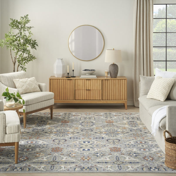 HomeRoots 5' Green and Ivory Floral Power Loom Area Rug – Timeless Charm for High-Traffic Living Spaces 7' X 10' 527653