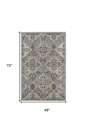 Homeroots 4' X 6' Green And Ivory Floral Power Loom Area Rug – Elegant, Durable Design For Stylish Spaces 4' X 6' Polypropylene 527654