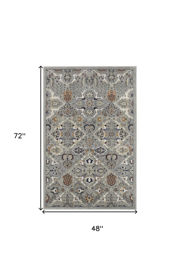 Homeroots 4' X 6' Green And Ivory Floral Power Loom Area Rug – Elegant, Durable Design For Stylish Spaces 4' X 6' Polypropylene 527654