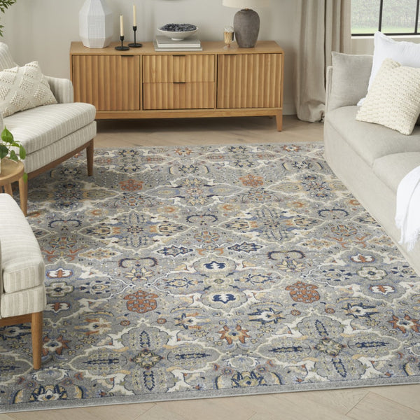 HomeRoots 5' Green and Ivory Floral Power Loom Area Rug – Timeless Charm for High-Traffic Living Spaces 9' X 12' 527656
