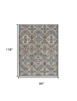 Homeroots 8' X 10' Green And Ivory Floral Power Loom Area Rug  Polypropylene 527657