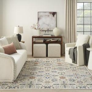 HomeRoots 7' Green and Ivory Floral Area Rug - Elegant Power Loomed Design for Cozy Living Spaces and Durability 7' X 10' 527658