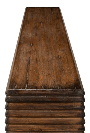 Sarreid Stacked Console Table: Elegant French Brown Finish With Reclaimed Pine For Timeless Home Style Brown  52765