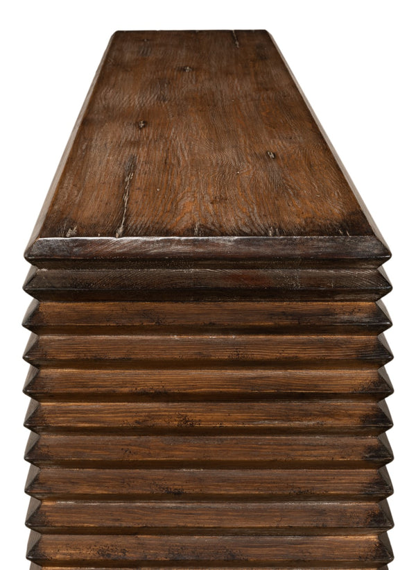 Sarreid Stacked Console Table: Elegant French Brown Finish With Reclaimed Pine For Timeless Home Style Brown  52765