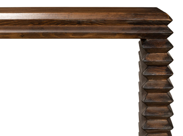 Sarreid Stacked Console Table: Elegant French Brown Finish With Reclaimed Pine For Timeless Home Style Brown  52765