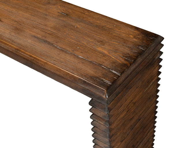 Sarreid Stacked Console Table: Elegant French Brown Finish With Reclaimed Pine For Timeless Home Style Brown  52765
