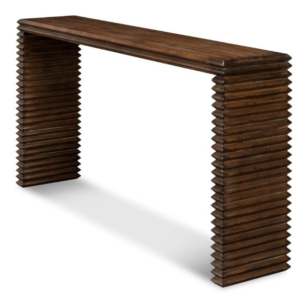 Sarreid Stacked Console Table: Elegant French Brown Finish With Reclaimed Pine For Timeless Home Style Brown  52765