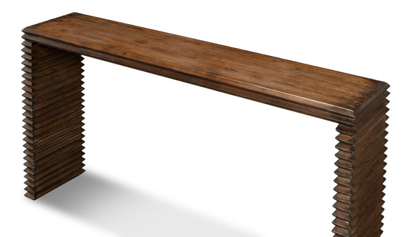 Sarreid Stacked Console Table: Elegant French Brown Finish With Reclaimed Pine For Timeless Home Style Brown  52765