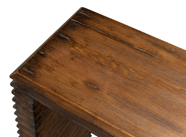 Sarreid Stacked Console Table: Elegant French Brown Finish With Reclaimed Pine For Timeless Home Style Brown  52765