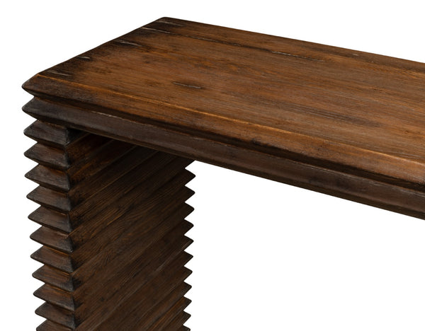 Sarreid Stacked Console Table: Elegant French Brown Finish With Reclaimed Pine For Timeless Home Style Brown  52765