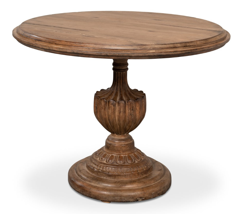 Sarreid Renaissance Pedestal Dining Table – Stylish Solid Old Reclaimed Pine For Timeless Elegance & Durability   52766
