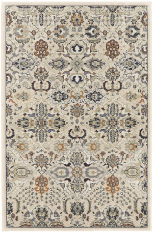 HomeRoots 7' Green and Ivory Floral Area Rug - Elegant Power Loomed Design for Cozy Living Spaces and Durability 5' X 7' 527662