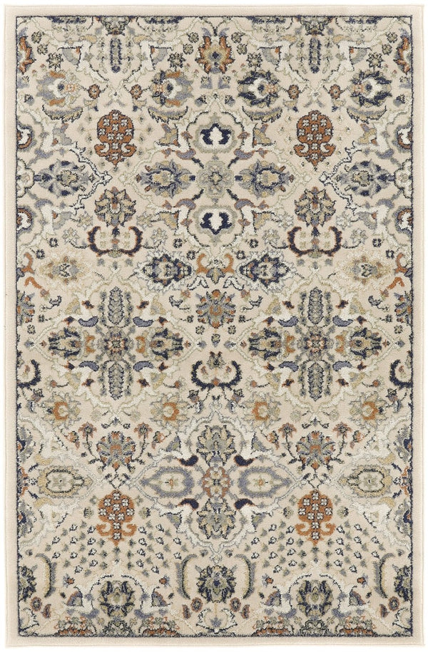 HomeRoots 7' Green and Ivory Floral Area Rug - Elegant Power Loomed Design for Cozy Living Spaces and Durability 5' X 7' 527662