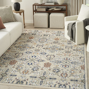 HomeRoots 7' Green and Ivory Floral Area Rug - Elegant Power Loomed Design for Cozy Living Spaces and Durability 8' X 10' 527663