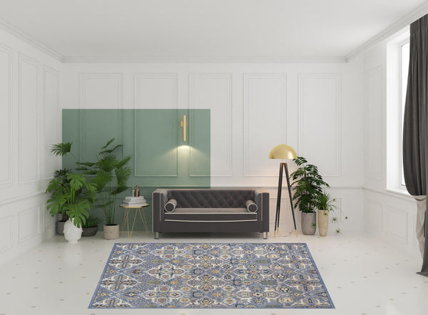 HomeRoots 8' Elegant Green and Ivory Floral Power Loom Area Rug – Timeless Style for Cozy Living Spaces 8' X 10' 527665